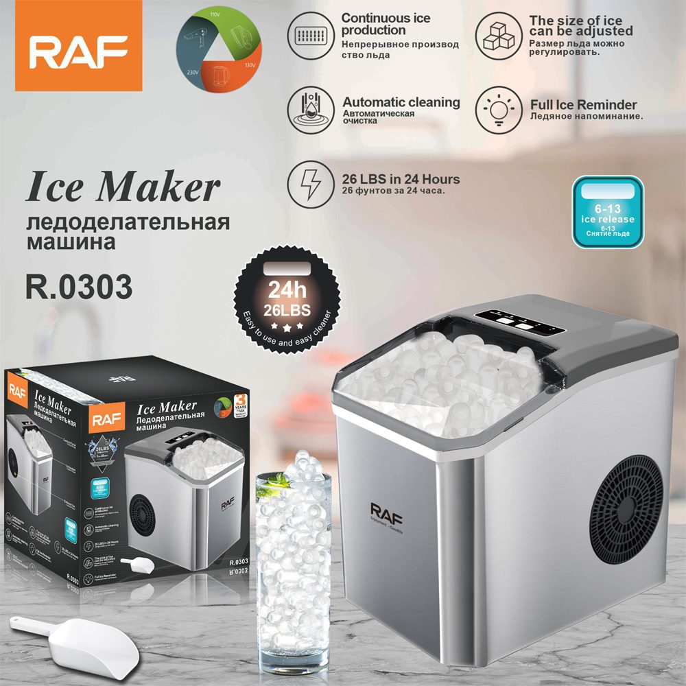 H79ee0833b2094aa99cf9c9e7be87eca3F MÁQUINA HIELO R.0303 ACERO INOXIDABLE RAF - Imagen 1