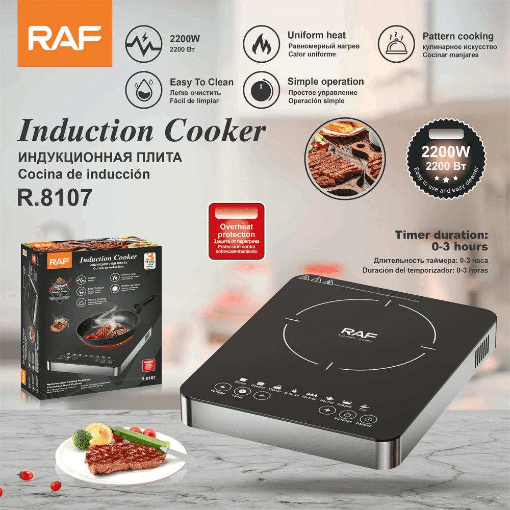 H7d1e9be06fc445078d78878977c5336 COCINA DE INDUCCION R.8107 RAF 2200W - Imagen 1